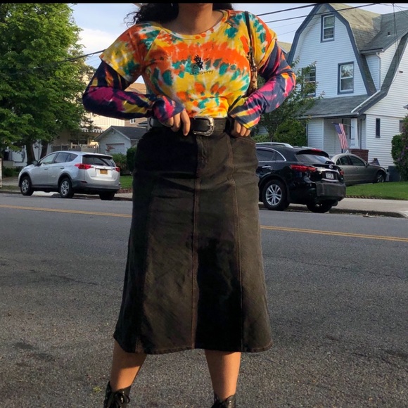 omighty Tops - OMIGHTY Lil Devil Layered Long Sleeve Colorful Tie Dye Cropped Top Shirt Size L